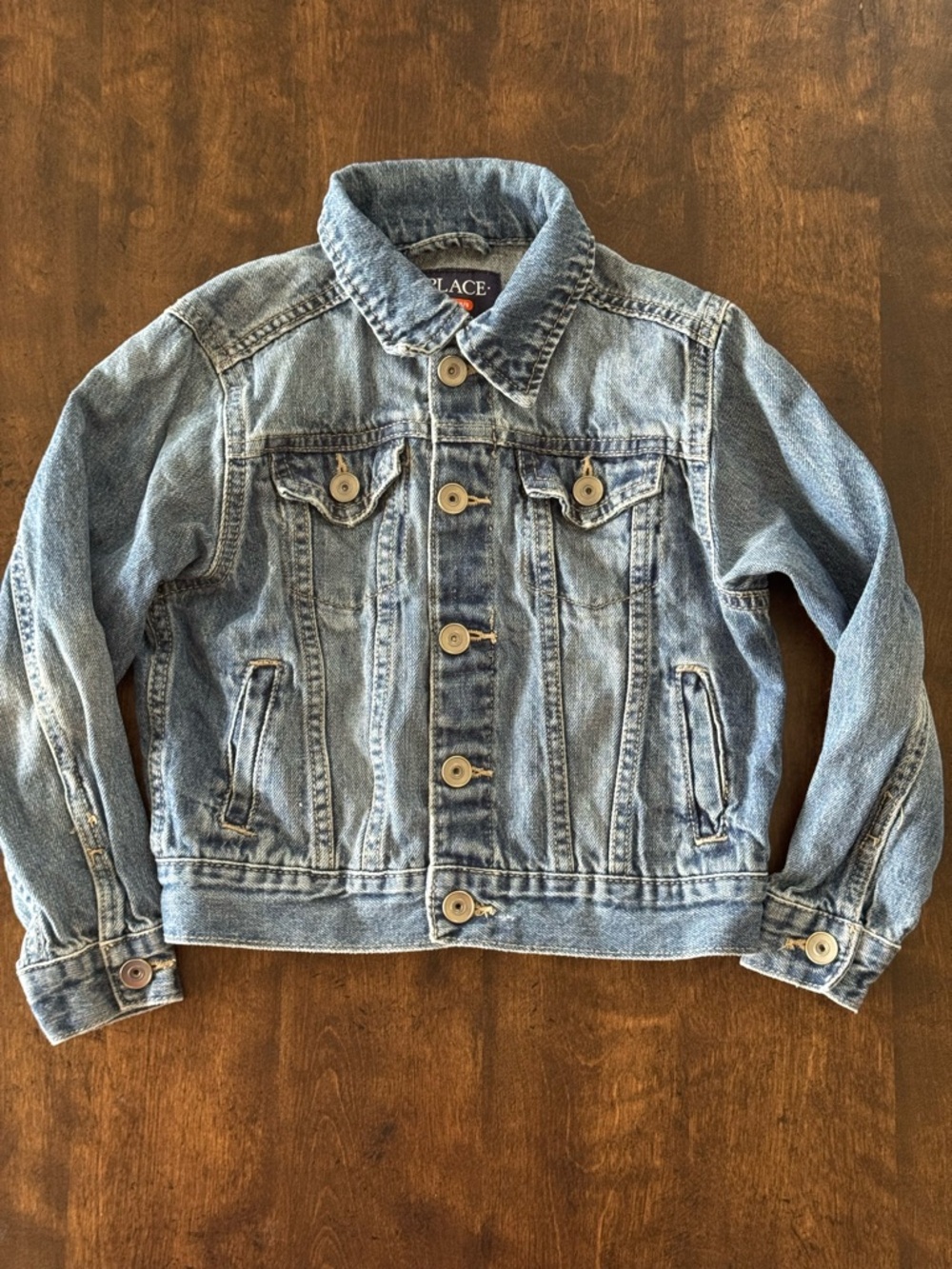 The Children's Place Stylish Washed Blue Denim Jacket for Kids Size 5/6